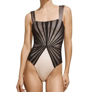 Amaio Swim Avril Pleated Mesh Maillot Black/Ivory